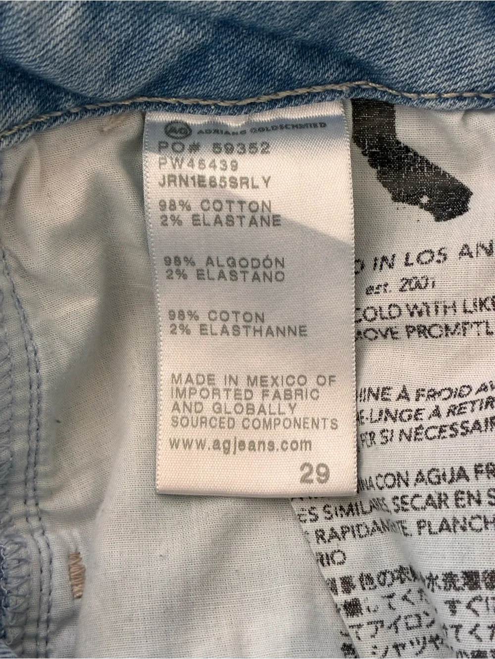 AG | Adriano Goldschmied hand cut frayed denim Bermuda long denim shorts size 29